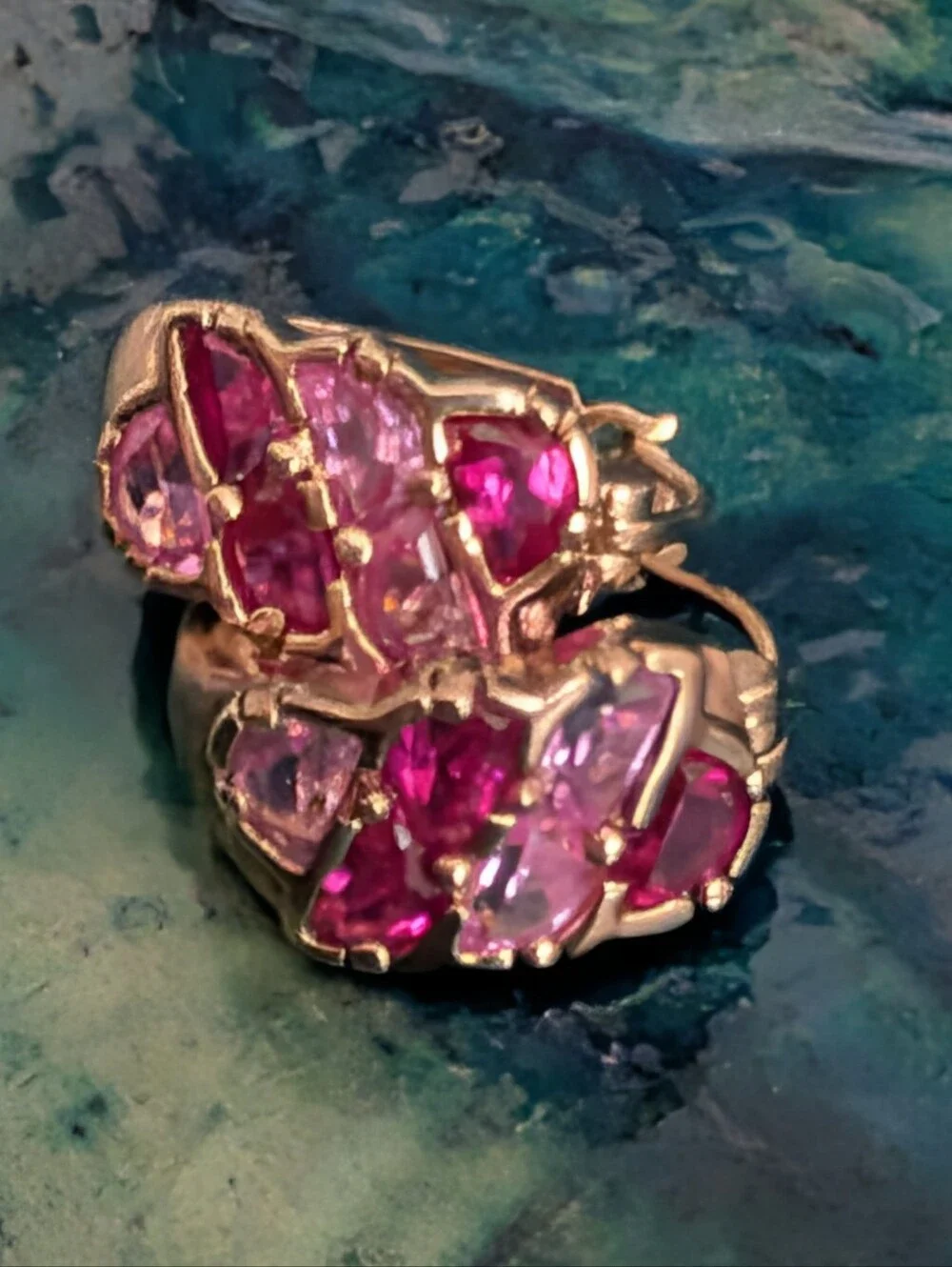 Amazing Rose Gold Plated Genuine Pink Sapphire Sterling Silver Hoop Earrings
